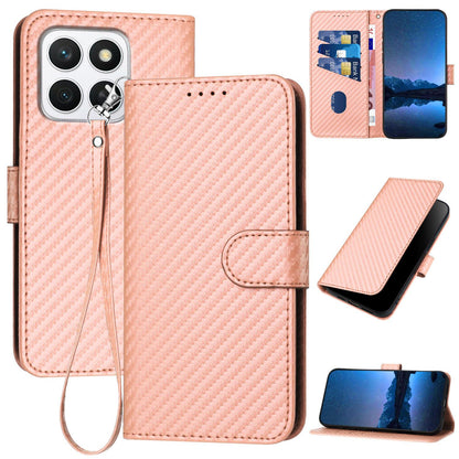 Xiaomi 15 Ultra Carbon Fiber Buckle Leather Phone Case with Lanyard, PU Leather TPU Wallet Cover with Card Slot, Cash Compartment, Stand Function & Scratch Protection
