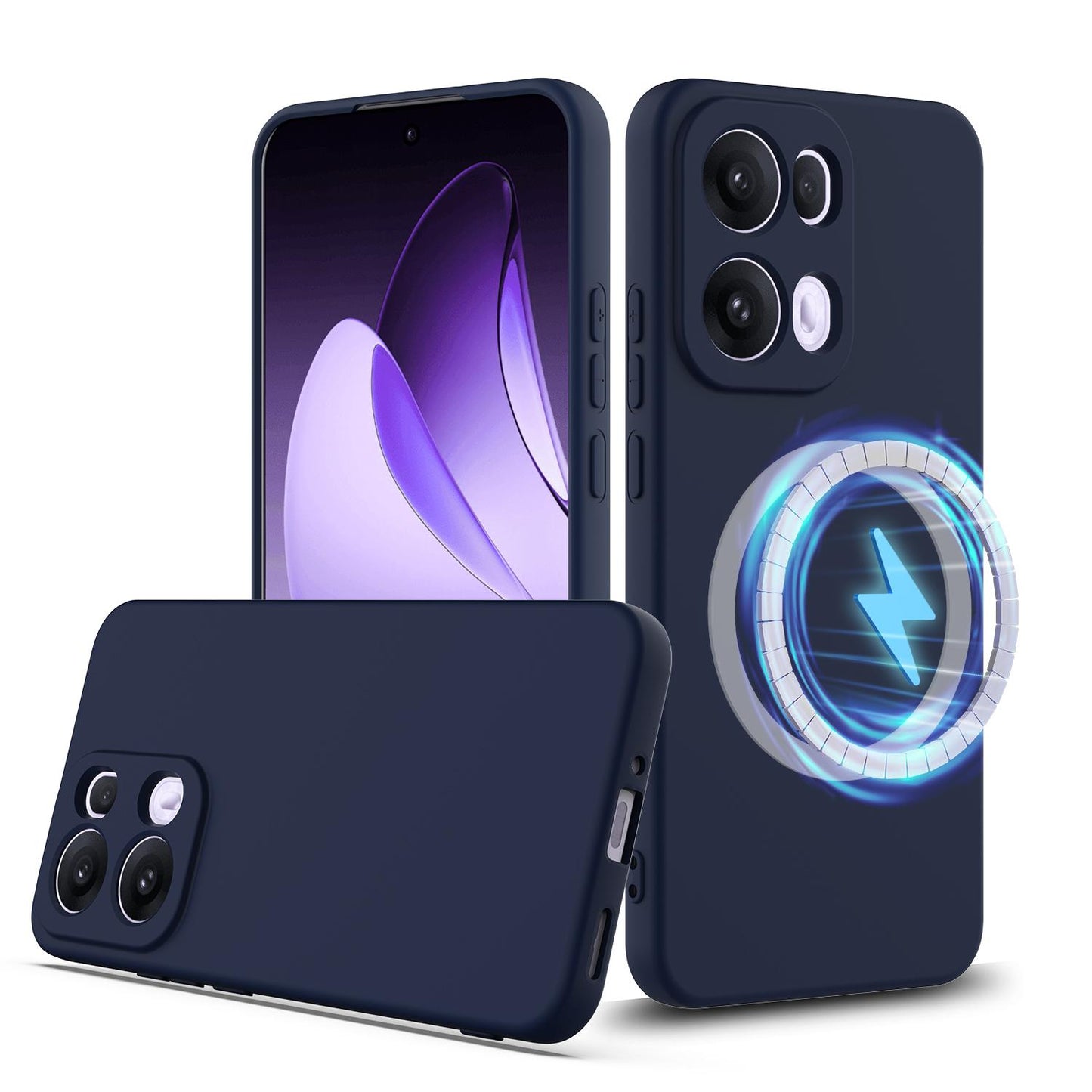 OPPO Reno13 Pro 5G Global Shockproof Silicone MagSafe Phone Case with Microfibre Lining Magnetic Cover