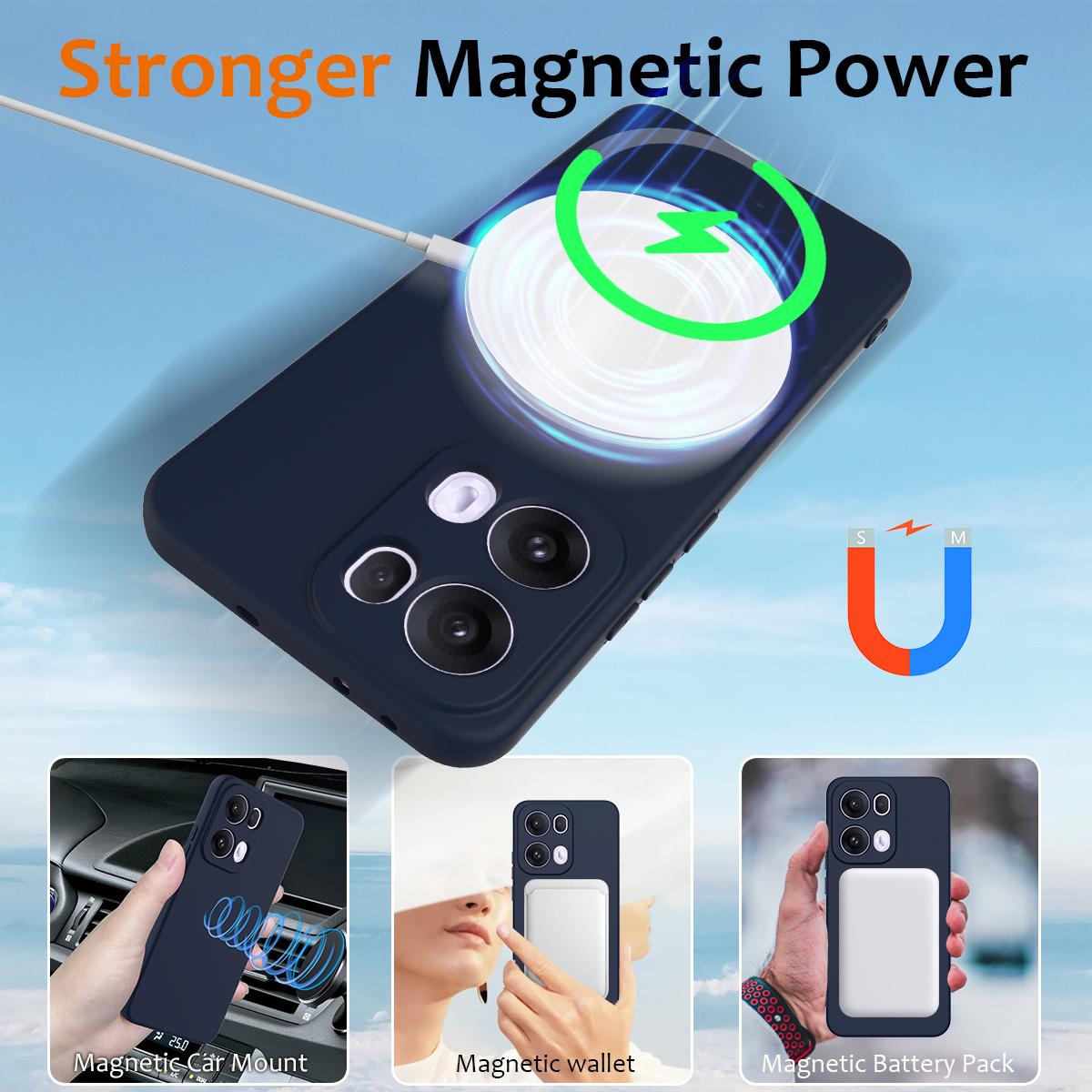 OPPO Reno13 Pro 5G Global Shockproof Silicone MagSafe Phone Case with Microfibre Lining Magnetic Cover