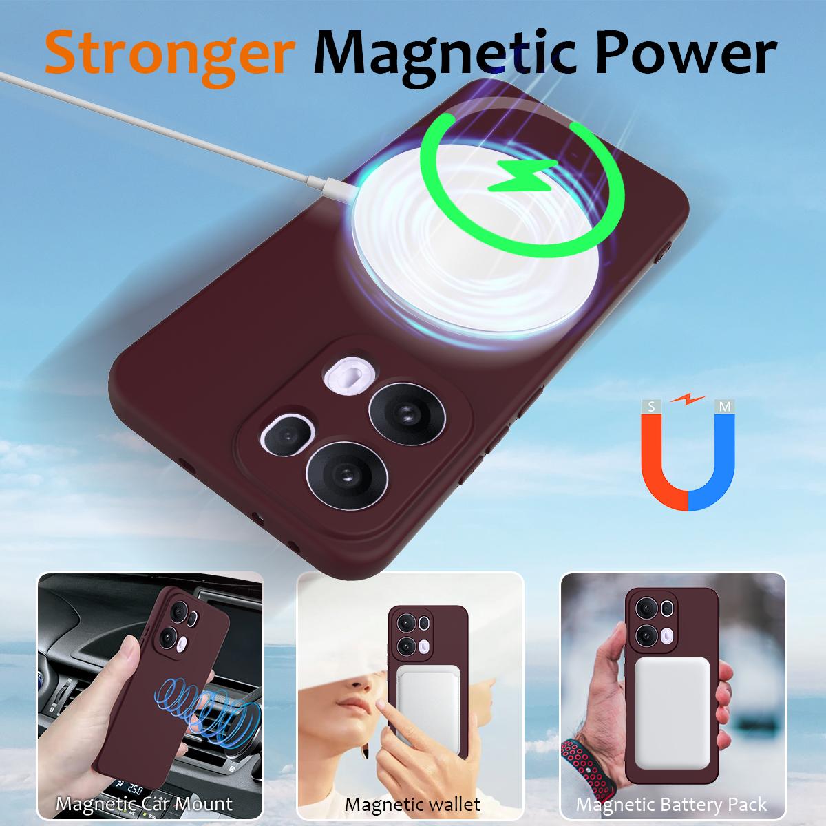 OPPO Reno13 Pro 5G Global Shockproof Silicone MagSafe Phone Case with Microfibre Lining Magnetic Cover