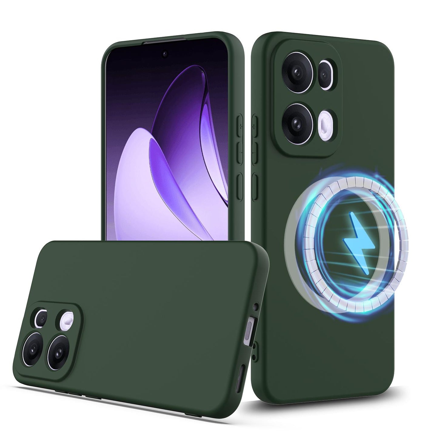 OPPO Reno13 Pro 5G Global Shockproof Silicone MagSafe Phone Case with Microfibre Lining Magnetic Cover