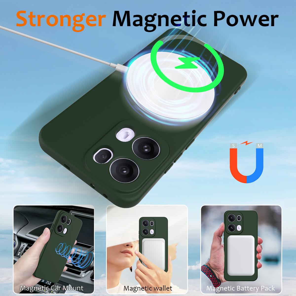 OPPO Reno13 Pro 5G Global Shockproof Silicone MagSafe Phone Case with Microfibre Lining Magnetic Cover