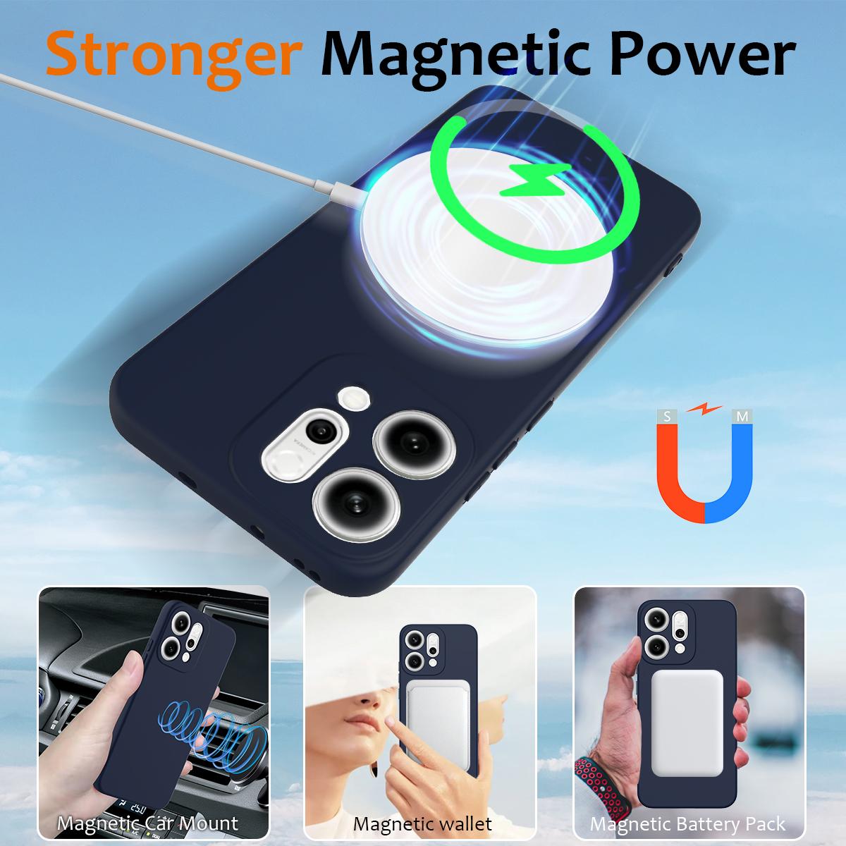 OPPO Reno14 Pro 5G Global Shockproof Silicone MagSafe Phone Case with Microfibre Lining Magnetic Cover