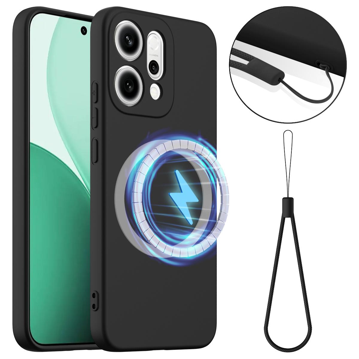 OPPO Reno14 Pro 5G Global Shockproof Silicone MagSafe Phone Case with Microfibre Lining Magnetic Cover