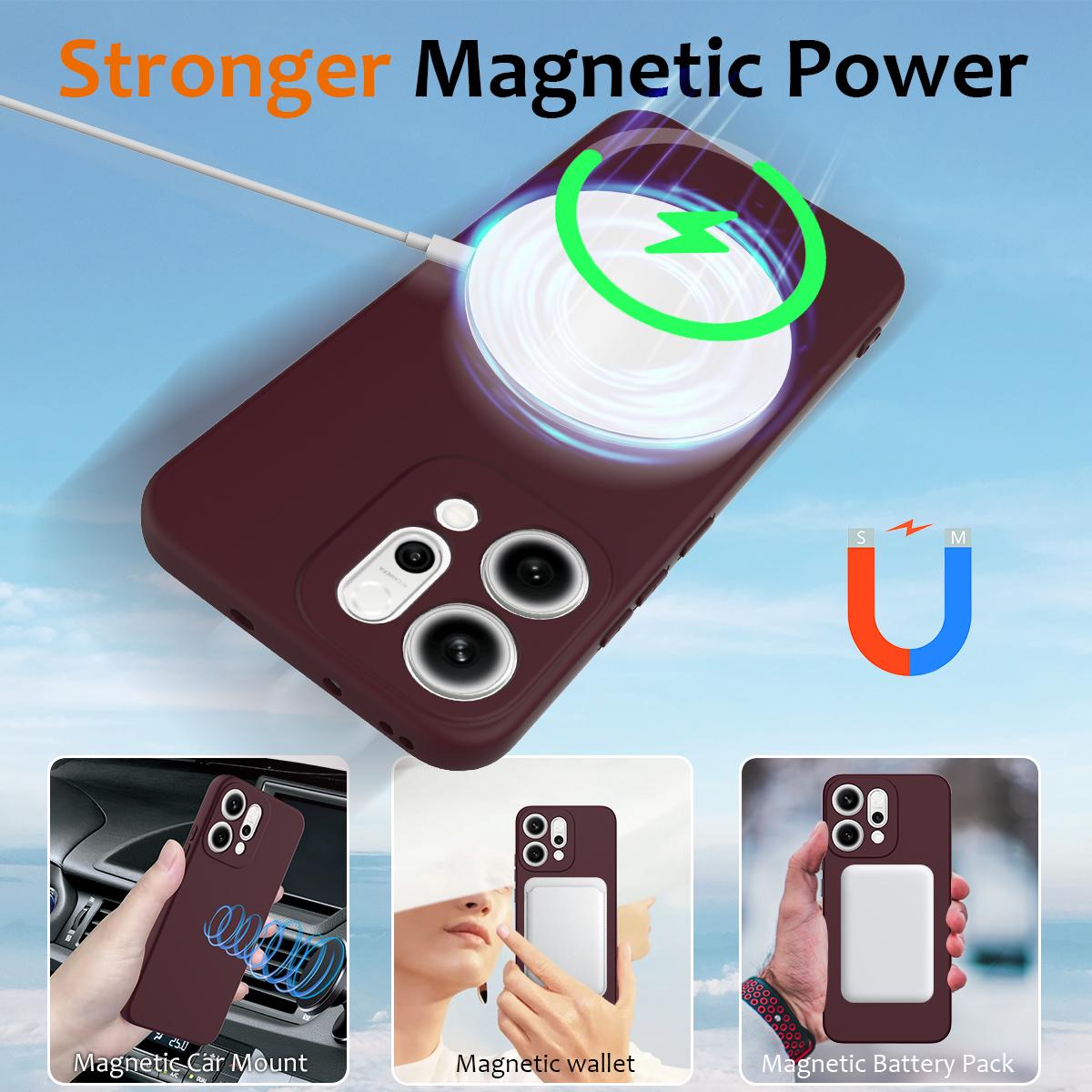 OPPO Reno14 Pro 5G Global Shockproof Silicone MagSafe Phone Case with Microfibre Lining Magnetic Cover