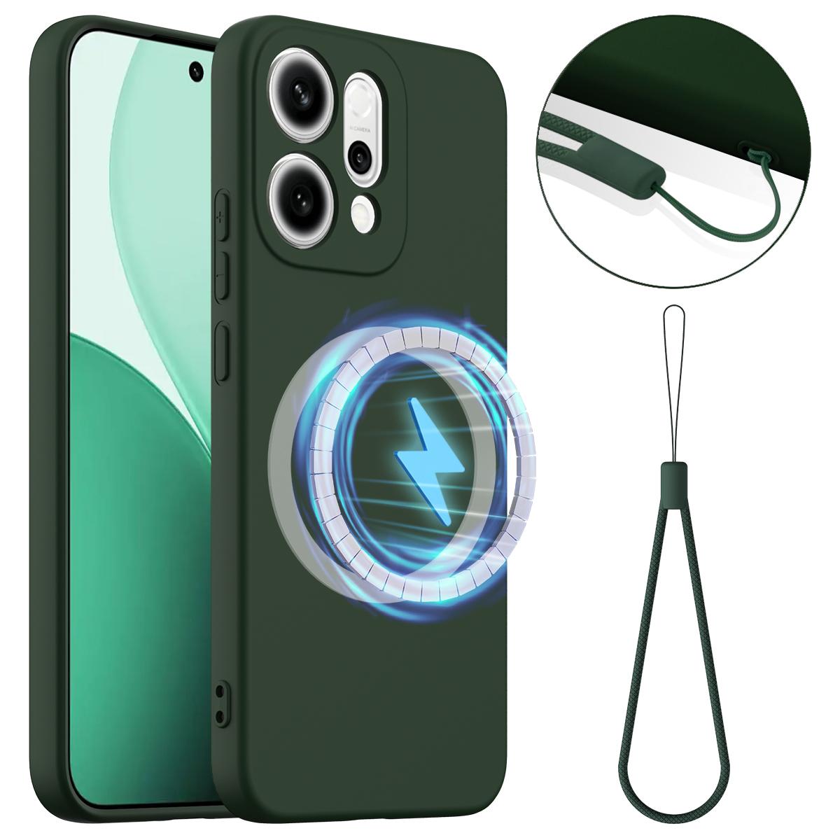 OPPO Reno14 Pro 5G Global Shockproof Silicone MagSafe Phone Case with Microfibre Lining Magnetic Cover
