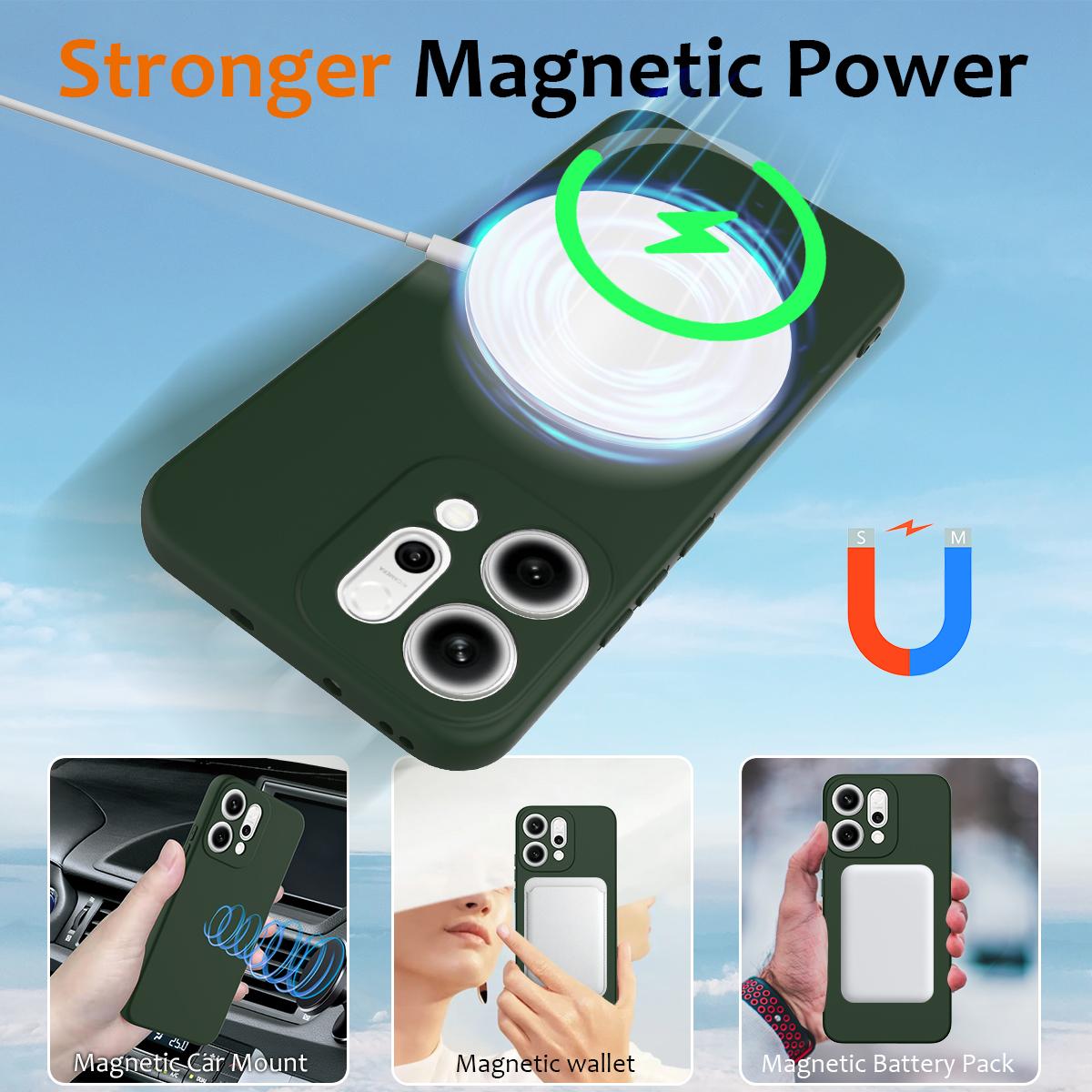 OPPO Reno14 Pro 5G Global Shockproof Silicone MagSafe Phone Case with Microfibre Lining Magnetic Cover