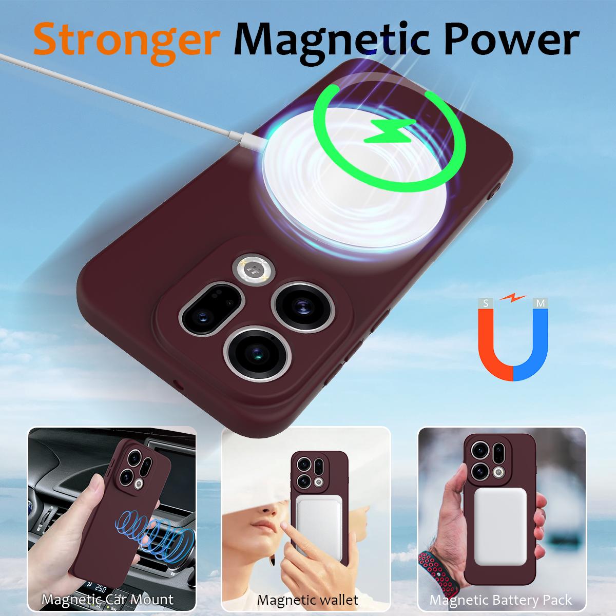 OPPO Find X9 Shockproof Silicone MagSafe Phone Case with Microfibre Lining Magnetic Cover