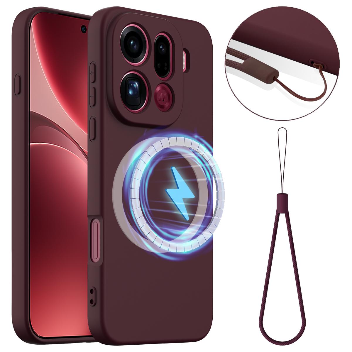 OPPO Find X9 Pro Shockproof Silicone MagSafe Phone Case with Microfibre Lining Magnetic Cover