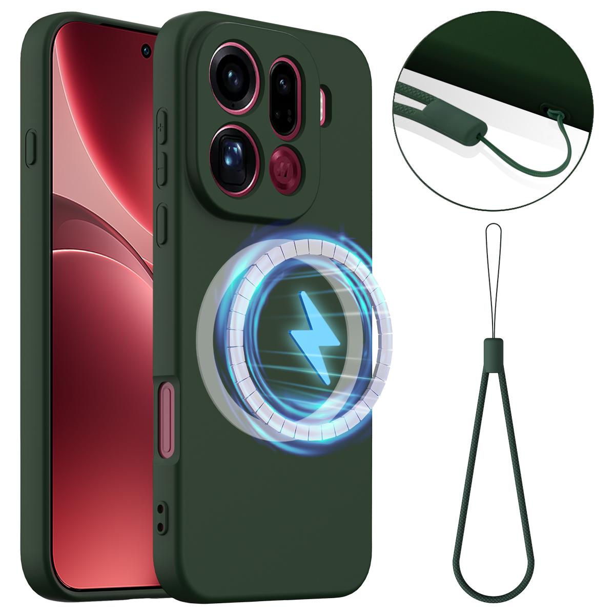 OPPO Find X9 Pro Shockproof Silicone MagSafe Phone Case with Microfibre Lining Magnetic Cover