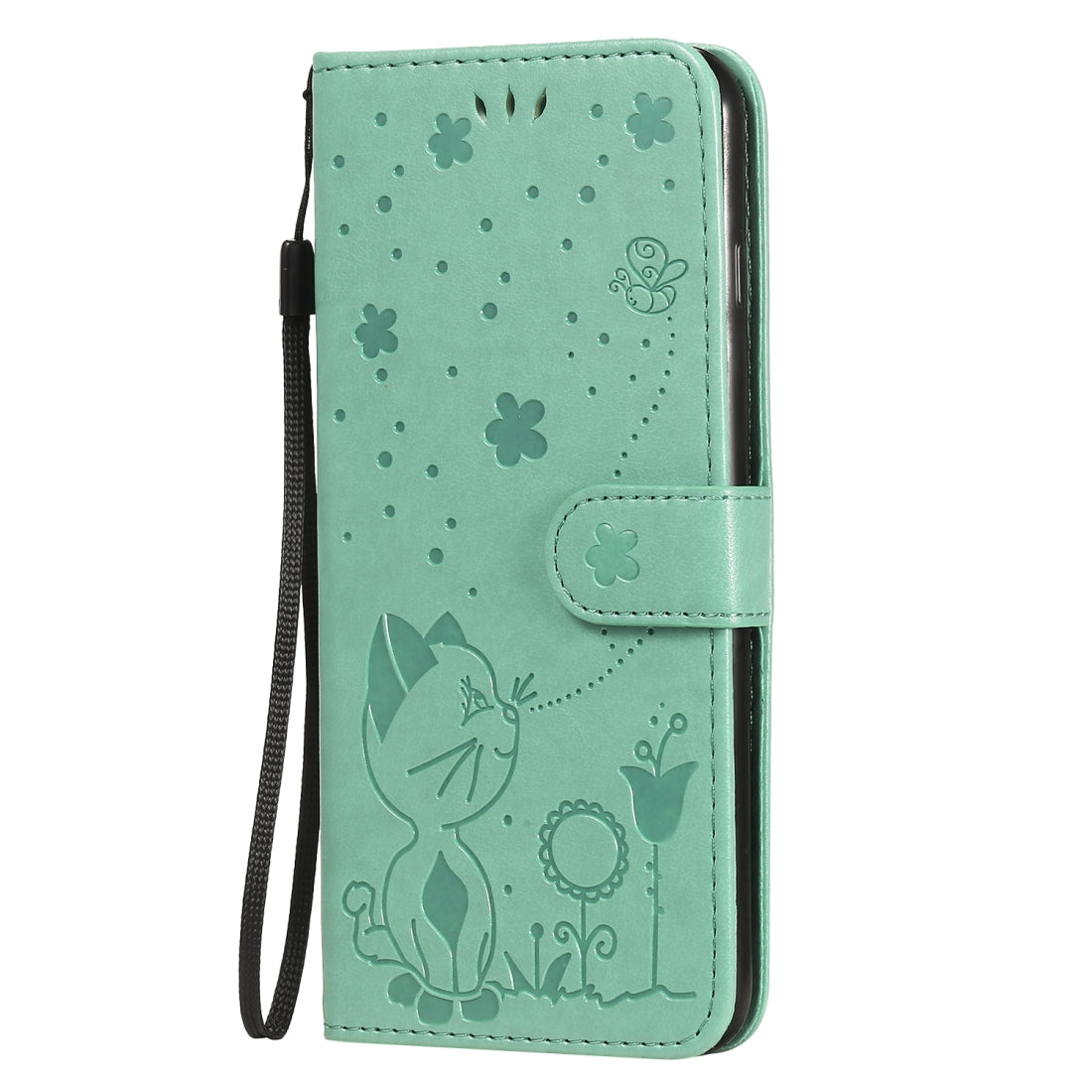 For Apple iPhone 6 Plus Cat and Bee Embossed Flip Leather Phone Case Wallet Cover with Card Slots Cash Pocket Magnetic Stand Protective Shockproof TPU PU Leather Case with Wrist Strap