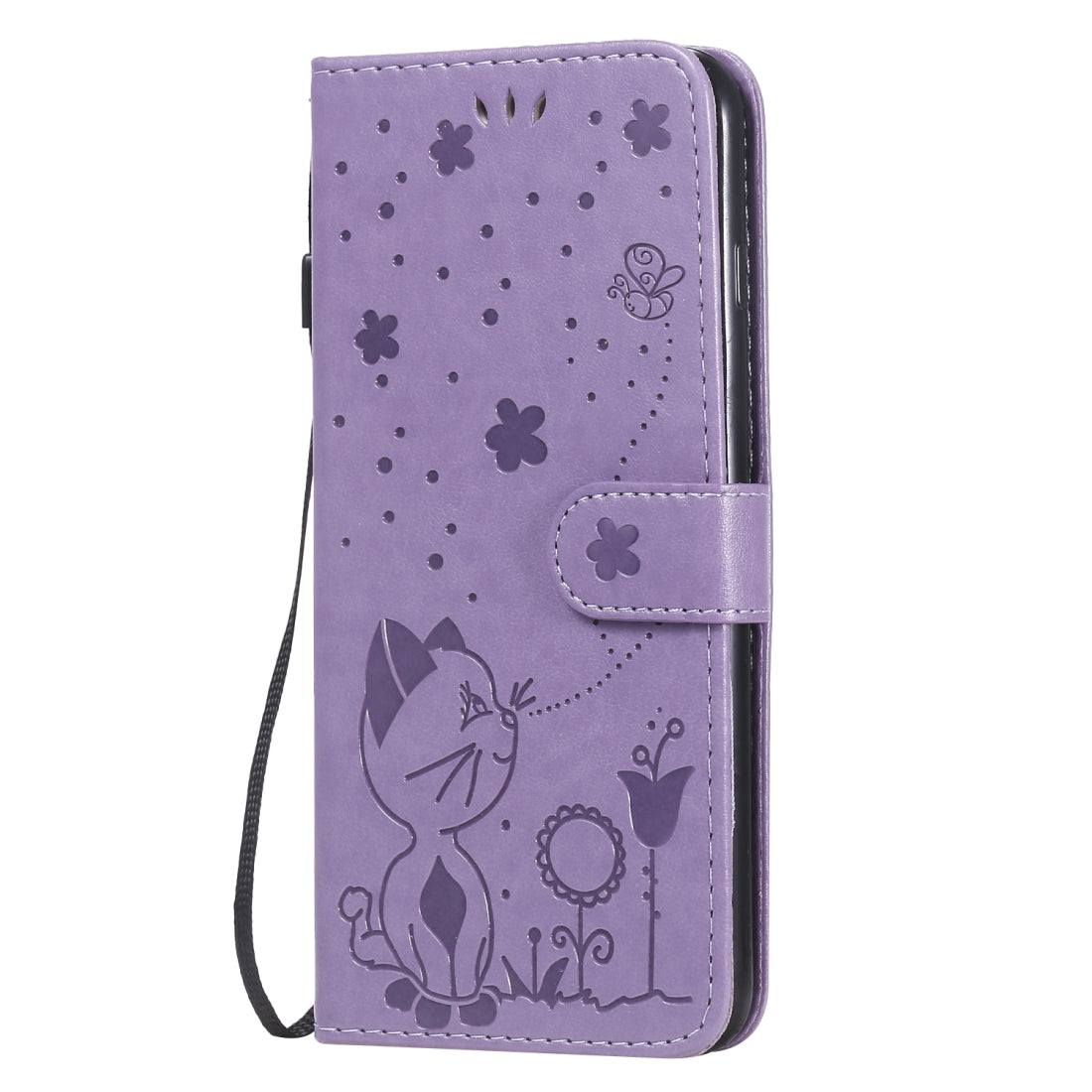 For Apple iPhone 6 Plus Cat and Bee Embossed Flip Leather Phone Case Wallet Cover with Card Slots Cash Pocket Magnetic Stand Protective Shockproof TPU PU Leather Case with Wrist Strap