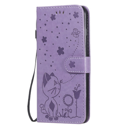 For Apple iPhone 6 Plus Cat and Bee Embossed Flip Leather Phone Case Wallet Cover with Card Slots Cash Pocket Magnetic Stand Protective Shockproof TPU PU Leather Case with Wrist Strap
