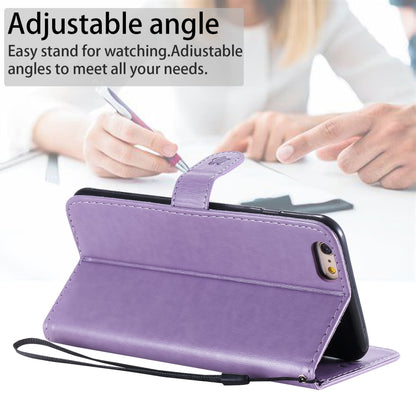 For Apple iPhone 6 Plus Cat and Bee Embossed Flip Leather Phone Case Wallet Cover with Card Slots Cash Pocket Magnetic Stand Protective Shockproof TPU PU Leather Case with Wrist Strap