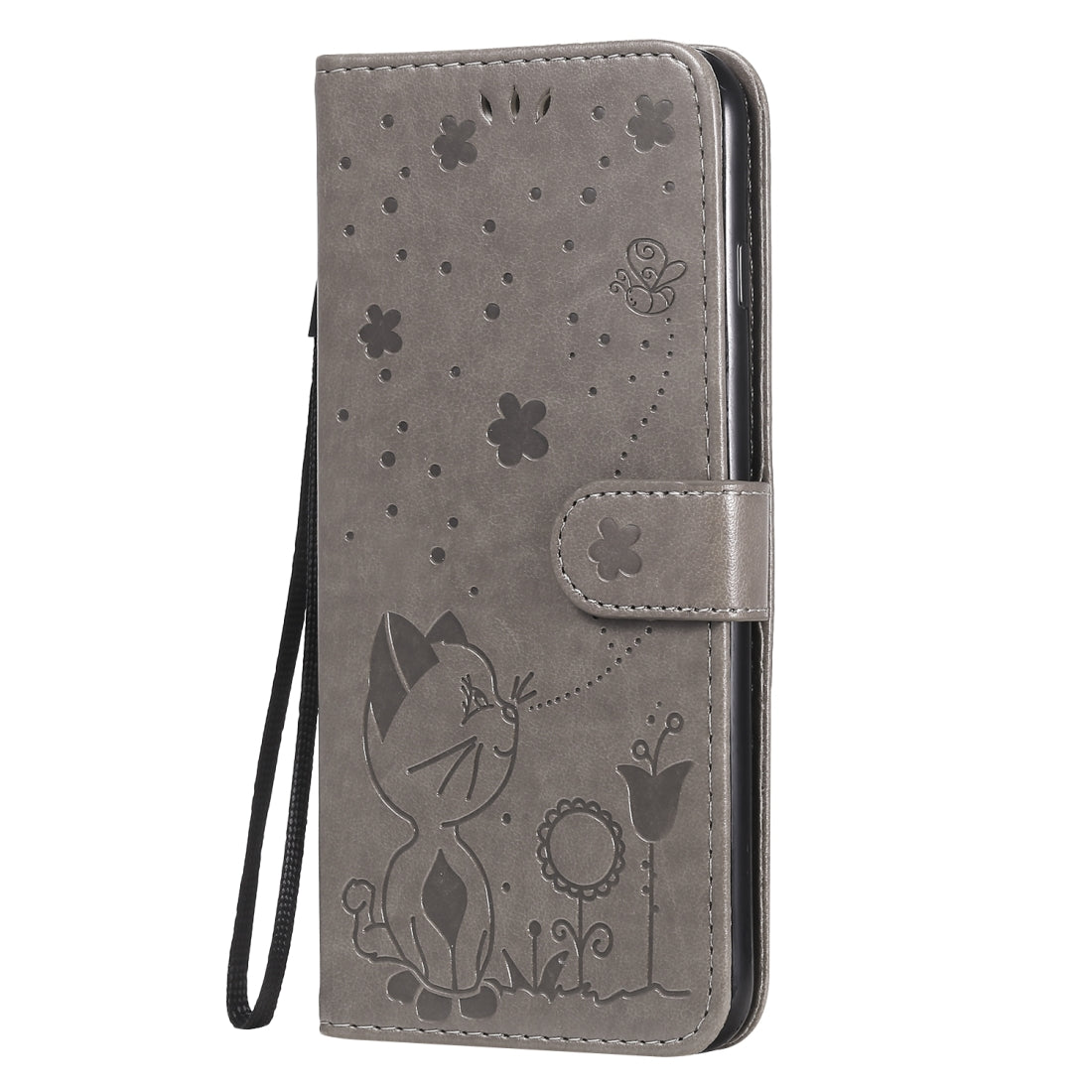 For Apple iPhone 6 Plus Cat and Bee Embossed Flip Leather Phone Case Wallet Cover with Card Slots Cash Pocket Magnetic Stand Protective Shockproof TPU PU Leather Case with Wrist Strap