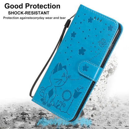 For Apple iPhone 6 Plus Cat and Bee Embossed Flip Leather Phone Case Wallet Cover with Card Slots Cash Pocket Magnetic Stand Protective Shockproof TPU PU Leather Case with Wrist Strap