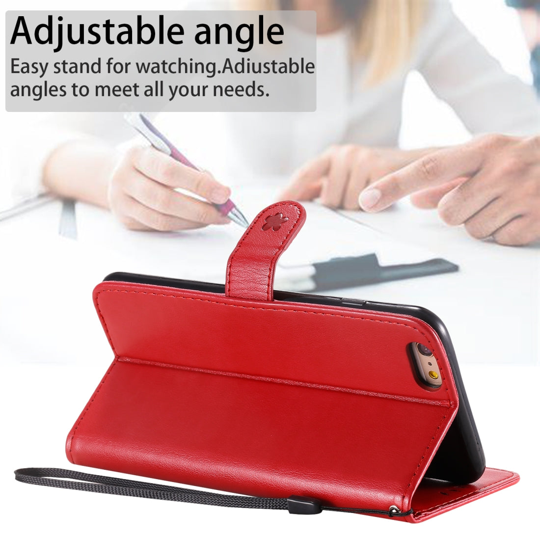 For Apple iPhone 6 Plus Cat and Bee Embossed Flip Leather Phone Case Wallet Cover with Card Slots Cash Pocket Magnetic Stand Protective Shockproof TPU PU Leather Case with Wrist Strap