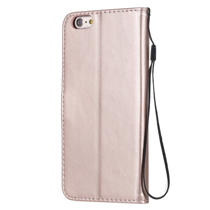 For Apple iPhone 6 Plus Cat and Bee Embossed Flip Leather Phone Case Wallet Cover with Card Slots Cash Pocket Magnetic Stand Protective Shockproof TPU PU Leather Case with Wrist Strap