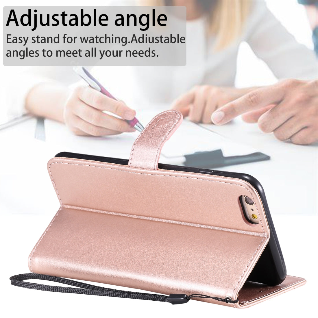 For Apple iPhone 6 Plus Cat and Bee Embossed Flip Leather Phone Case Wallet Cover with Card Slots Cash Pocket Magnetic Stand Protective Shockproof TPU PU Leather Case with Wrist Strap