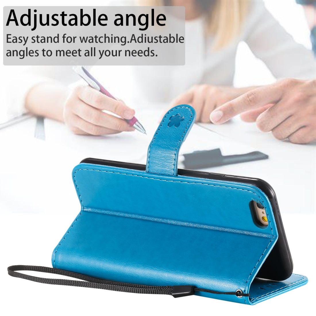 For Apple iPhone 6 Cat and Bee Embossed Flip Leather Phone Case Wallet Cover with Card Slots Cash Pocket Magnetic Stand Protective Shockproof TPU PU Leather Case with Wrist Strap