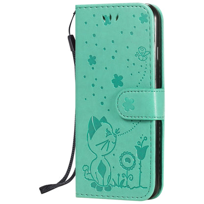 For Apple iPhone 6 Cat and Bee Embossed Flip Leather Phone Case Wallet Cover with Card Slots Cash Pocket Magnetic Stand Protective Shockproof TPU PU Leather Case with Wrist Strap