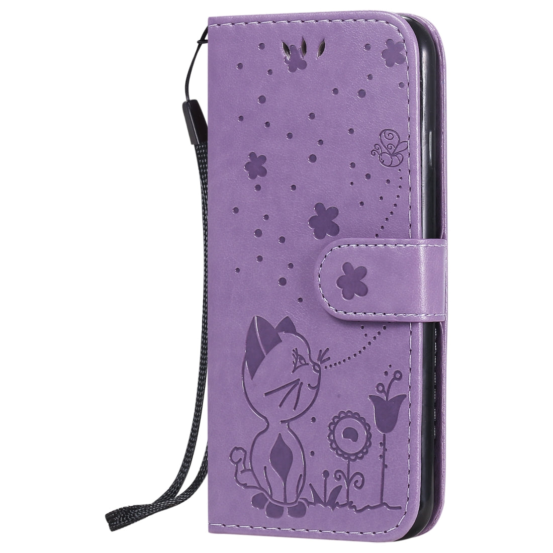 For Apple iPhone 6 Cat and Bee Embossed Flip Leather Phone Case Wallet Cover with Card Slots Cash Pocket Magnetic Stand Protective Shockproof TPU PU Leather Case with Wrist Strap