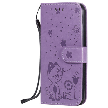 For Apple iPhone 6 Cat and Bee Embossed Flip Leather Phone Case Wallet Cover with Card Slots Cash Pocket Magnetic Stand Protective Shockproof TPU PU Leather Case with Wrist Strap