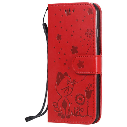 For Apple iPhone 6 Cat and Bee Embossed Flip Leather Phone Case Wallet Cover with Card Slots Cash Pocket Magnetic Stand Protective Shockproof TPU PU Leather Case with Wrist Strap