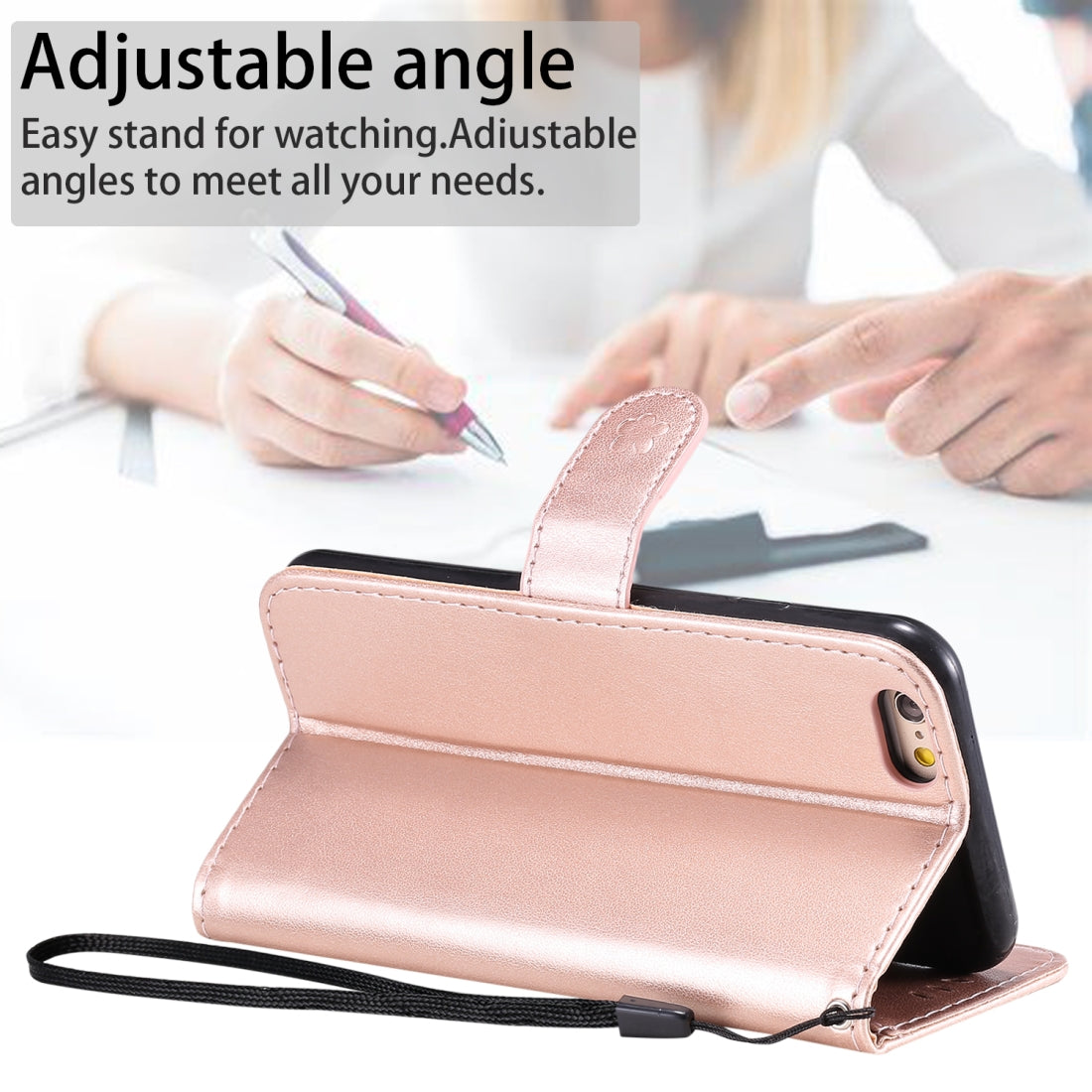 For Apple iPhone 6 Cat and Bee Embossed Flip Leather Phone Case Wallet Cover with Card Slots Cash Pocket Magnetic Stand Protective Shockproof TPU PU Leather Case with Wrist Strap