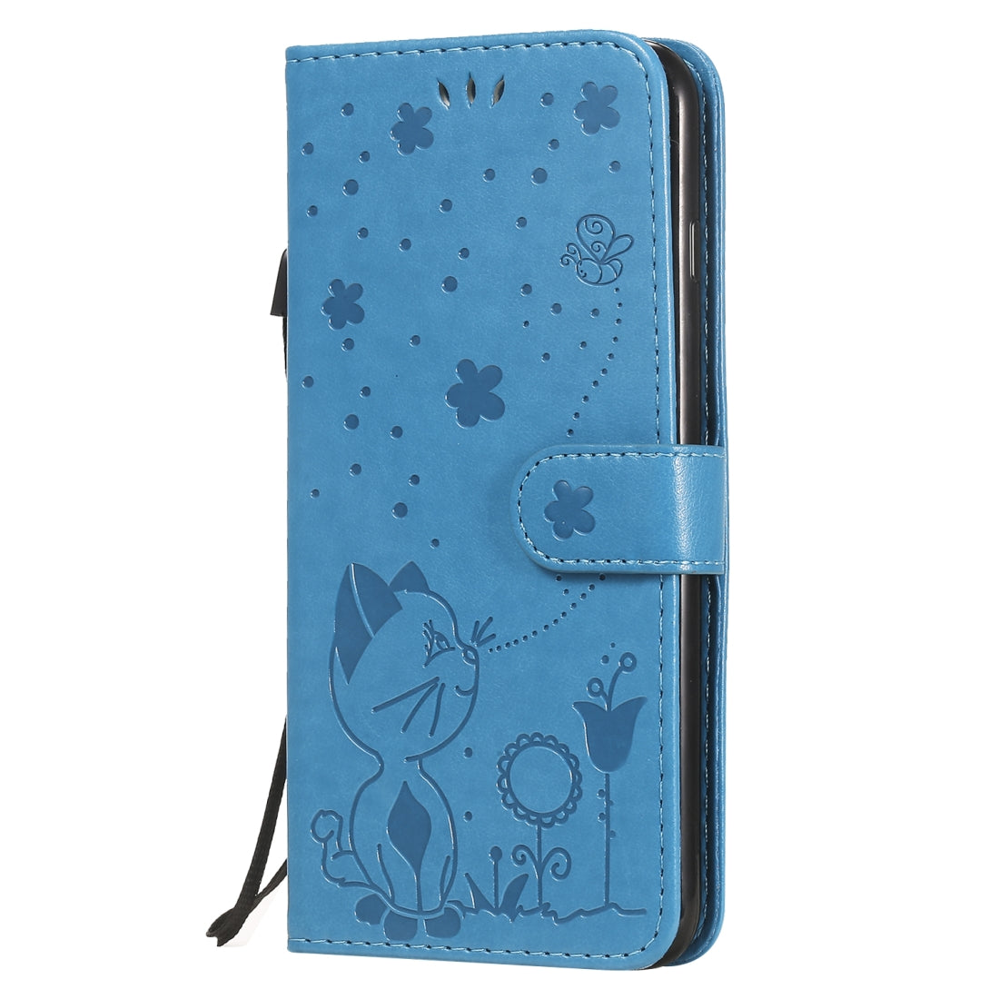 For Apple iPhone 7 Plus Cat and Bee Embossed Flip Leather Phone Case Wallet Cover with Card Slots Cash Pocket Magnetic Stand Protective Shockproof TPU PU Leather Case with Wrist Strap