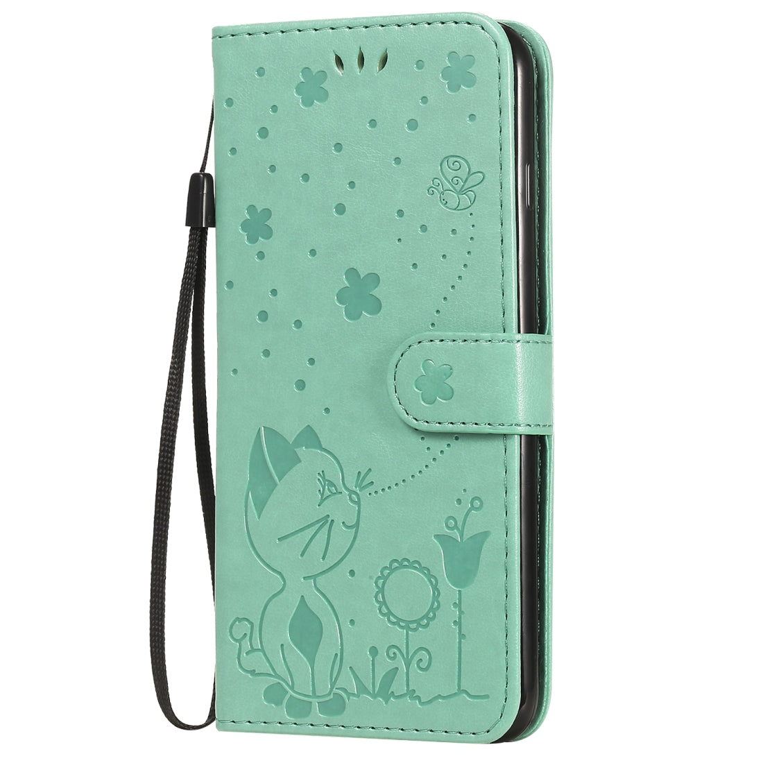 For Apple iPhone 7 Plus Cat and Bee Embossed Flip Leather Phone Case Wallet Cover with Card Slots Cash Pocket Magnetic Stand Protective Shockproof TPU PU Leather Case with Wrist Strap