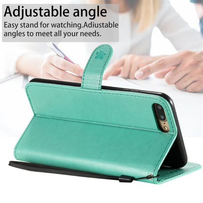 For Apple iPhone 7 Plus Cat and Bee Embossed Flip Leather Phone Case Wallet Cover with Card Slots Cash Pocket Magnetic Stand Protective Shockproof TPU PU Leather Case with Wrist Strap