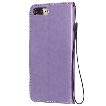 For Apple iPhone 7 Plus Cat and Bee Embossed Flip Leather Phone Case Wallet Cover with Card Slots Cash Pocket Magnetic Stand Protective Shockproof TPU PU Leather Case with Wrist Strap
