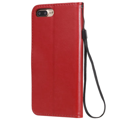 For Apple iPhone 7 Plus Cat and Bee Embossed Flip Leather Phone Case Wallet Cover with Card Slots Cash Pocket Magnetic Stand Protective Shockproof TPU PU Leather Case with Wrist Strap