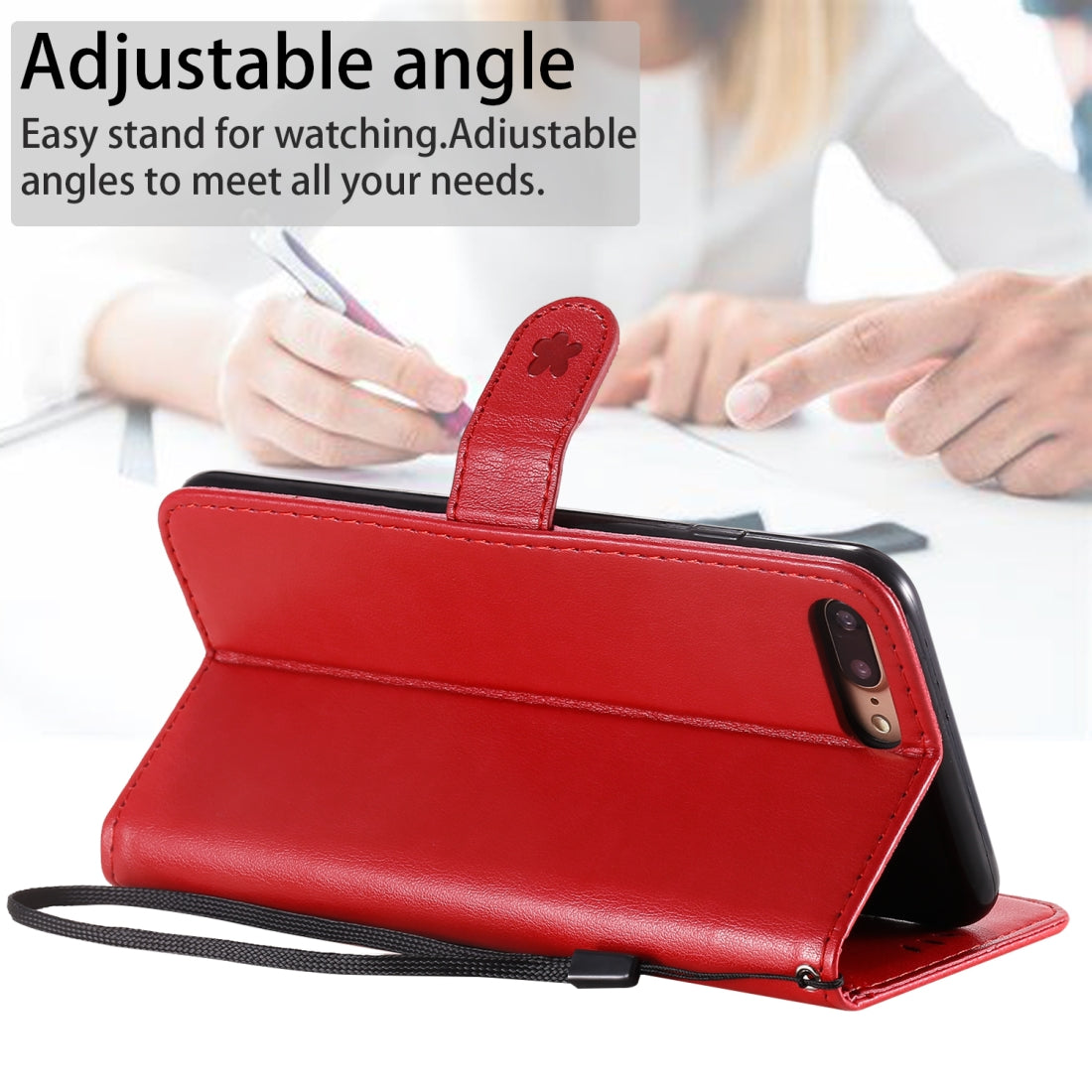 For Apple iPhone 8 Plus Cat and Bee Embossed Flip Leather Phone Case Wallet Cover with Card Slots Cash Pocket Magnetic Stand Protective Shockproof TPU PU Leather Case with Wrist Strap
