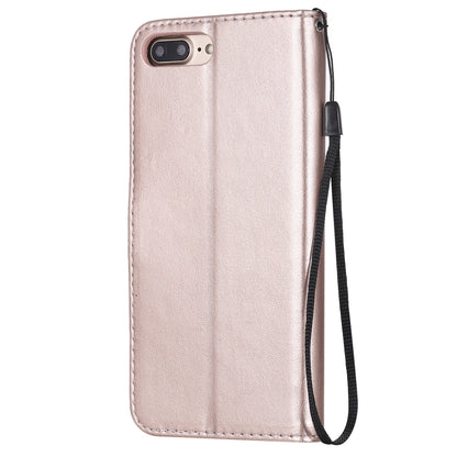 For Apple iPhone 7 Plus Cat and Bee Embossed Flip Leather Phone Case Wallet Cover with Card Slots Cash Pocket Magnetic Stand Protective Shockproof TPU PU Leather Case with Wrist Strap