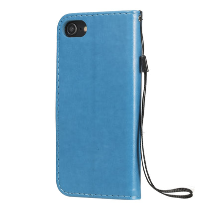 For Apple iPhone SE 2020 Cat and Bee Embossed Flip Leather Phone Case Wallet Cover with Card Slots Cash Pocket Magnetic Stand Protective Shockproof TPU PU Leather Case with Wrist Strap
