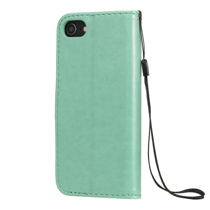 For Apple iPhone 8 Cat and Bee Embossed Flip Leather Phone Case Wallet Cover with Card Slots Cash Pocket Magnetic Stand Protective Shockproof TPU PU Leather Case with Wrist Strap