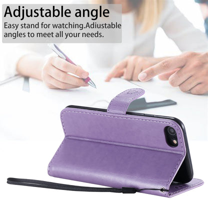 For Apple iPhone SE 2022 Cat and Bee Embossed Flip Leather Phone Case Wallet Cover with Card Slots Cash Pocket Magnetic Stand Protective Shockproof TPU PU Leather Case with Wrist Strap