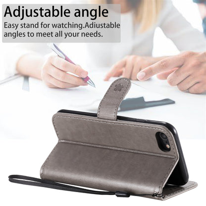 For Apple iPhone SE 2022 Cat and Bee Embossed Flip Leather Phone Case Wallet Cover with Card Slots Cash Pocket Magnetic Stand Protective Shockproof TPU PU Leather Case with Wrist Strap