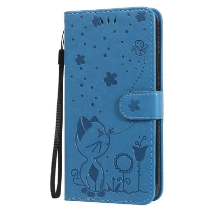 For Apple iPhone 11 Cat and Bee Embossed Flip Leather Phone Case Wallet Cover with Card Slots Cash Pocket Magnetic Stand Protective Shockproof TPU PU Leather Case with Wrist Strap