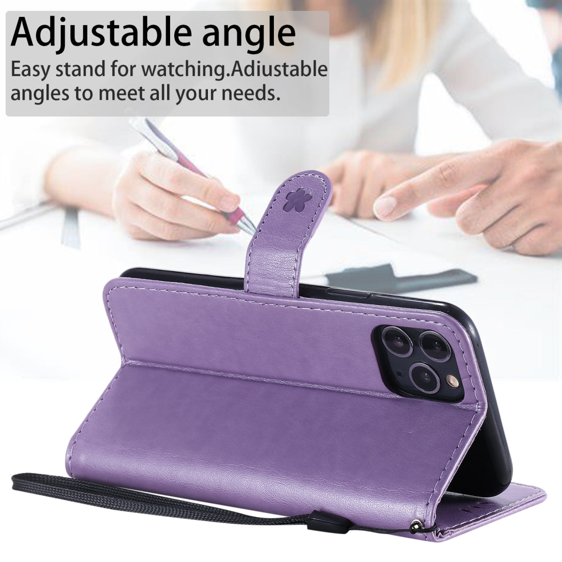 For Apple iPhone 11 Pro Cat and Bee Embossed Flip Leather Phone Case Wallet Cover with Card Slots Cash Pocket Magnetic Stand Protective Shockproof TPU PU Leather Case with Wrist Strap