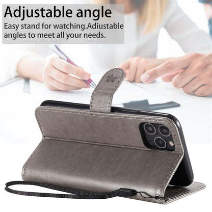 For Apple iPhone 11 Pro Cat and Bee Embossed Flip Leather Phone Case Wallet Cover with Card Slots Cash Pocket Magnetic Stand Protective Shockproof TPU PU Leather Case with Wrist Strap