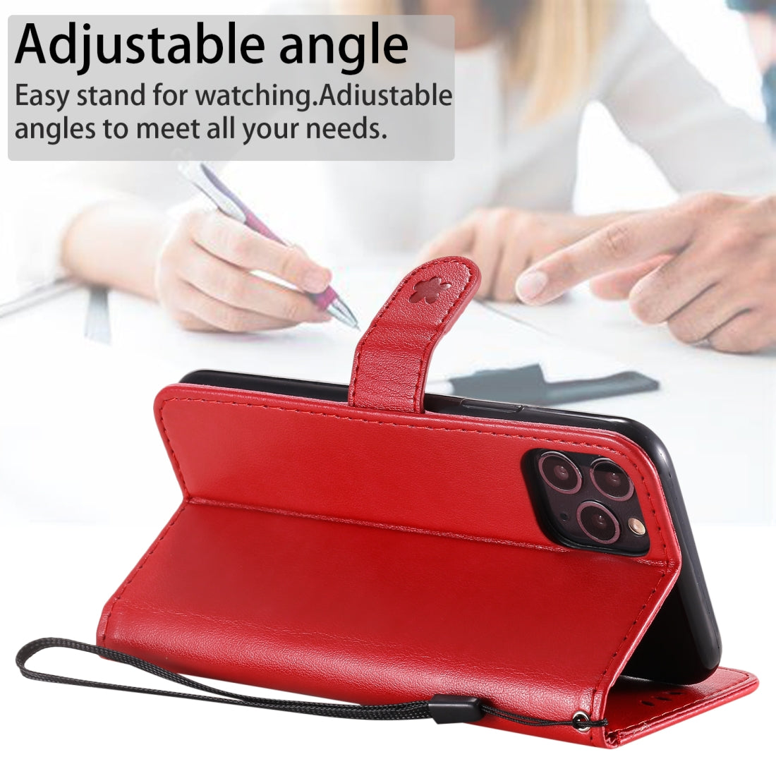 For Apple iPhone 11 Pro Cat and Bee Embossed Flip Leather Phone Case Wallet Cover with Card Slots Cash Pocket Magnetic Stand Protective Shockproof TPU PU Leather Case with Wrist Strap