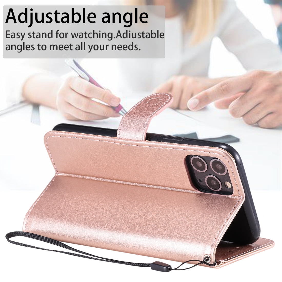 For Apple iPhone 11 Pro Cat and Bee Embossed Flip Leather Phone Case Wallet Cover with Card Slots Cash Pocket Magnetic Stand Protective Shockproof TPU PU Leather Case with Wrist Strap