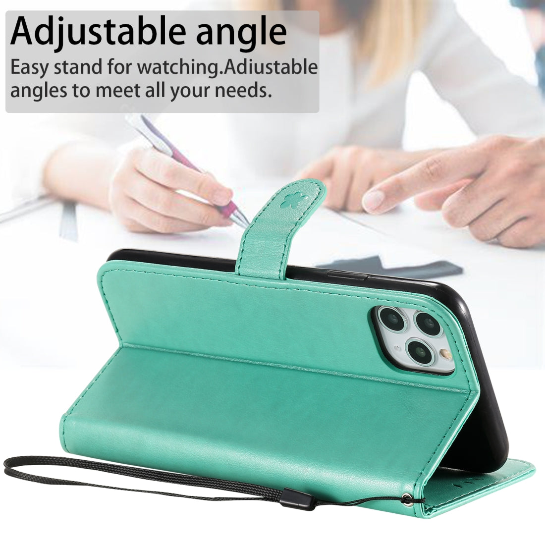 For Apple iPhone 11 Pro Max Cat and Bee Embossed Flip Leather Phone Case Wallet Cover with Card Slots Cash Pocket Magnetic Stand Protective Shockproof TPU PU Leather Case with Wrist Strap