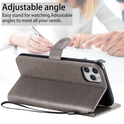 For Apple iPhone 11 Pro Max Cat and Bee Embossed Flip Leather Phone Case Wallet Cover with Card Slots Cash Pocket Magnetic Stand Protective Shockproof TPU PU Leather Case with Wrist Strap