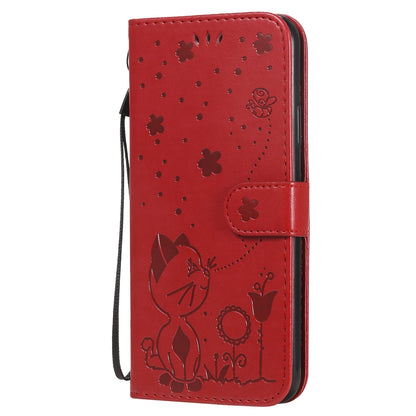 For Apple iPhone 11 Pro Max Cat and Bee Embossed Flip Leather Phone Case Wallet Cover with Card Slots Cash Pocket Magnetic Stand Protective Shockproof TPU PU Leather Case with Wrist Strap