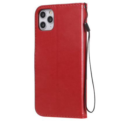 For Apple iPhone 11 Pro Max Cat and Bee Embossed Flip Leather Phone Case Wallet Cover with Card Slots Cash Pocket Magnetic Stand Protective Shockproof TPU PU Leather Case with Wrist Strap