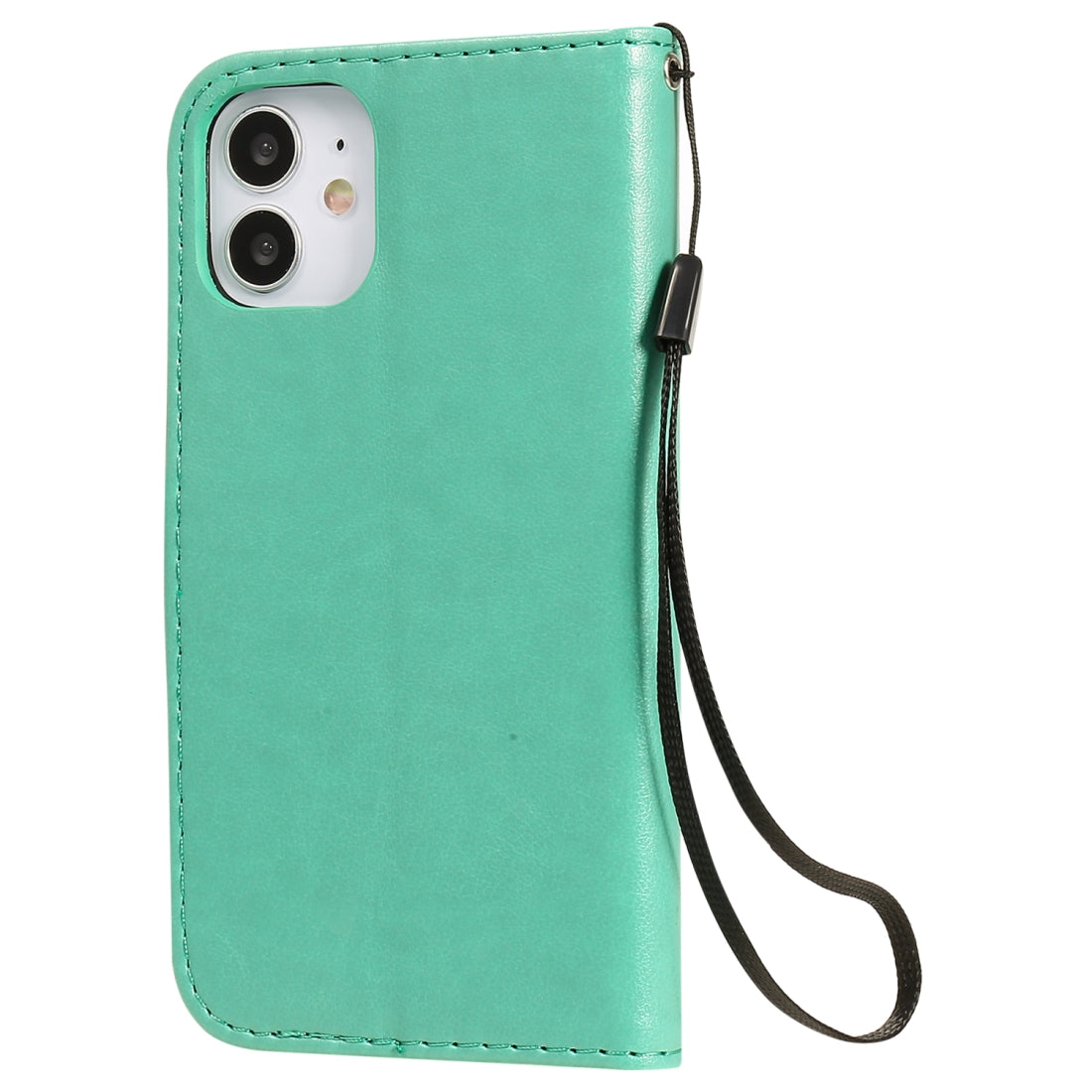 For Apple iPhone 12 mini Cat and Bee Embossed Flip Leather Phone Case Wallet Cover with Card Slots Cash Pocket Magnetic Stand Protective Shockproof TPU PU Leather Case with Wrist Strap